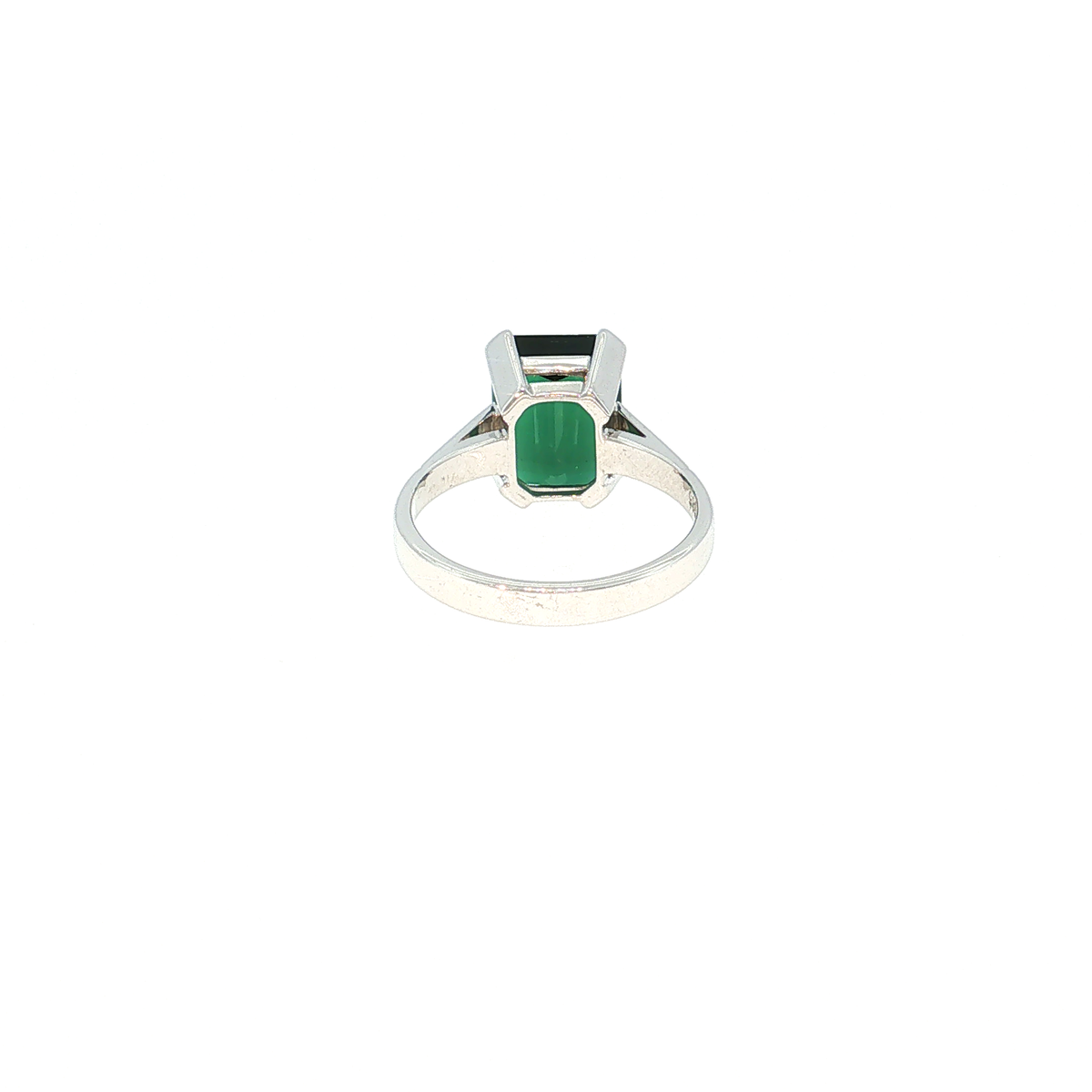 White Gold Ring with Emerald-Cut Green Tourmaline and Accent Stones