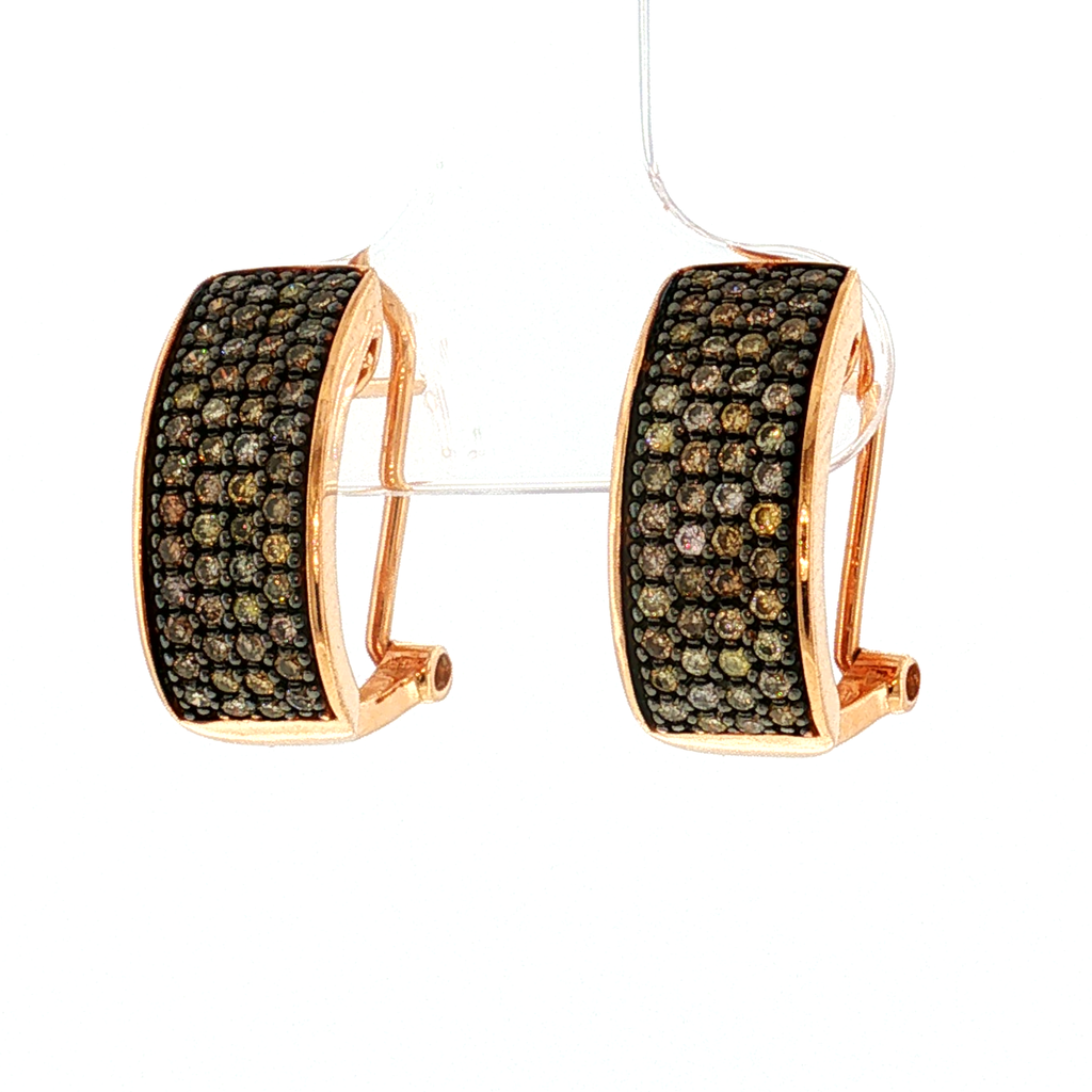 Hoop Earrings in Rose Gold with Brown Fancy Diamonds