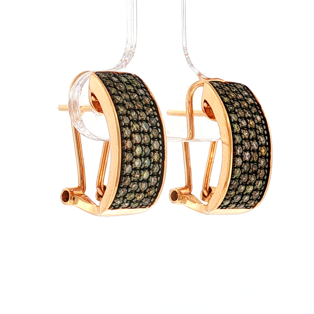 Hoop Earrings in Rose Gold with Brown Fancy Diamonds