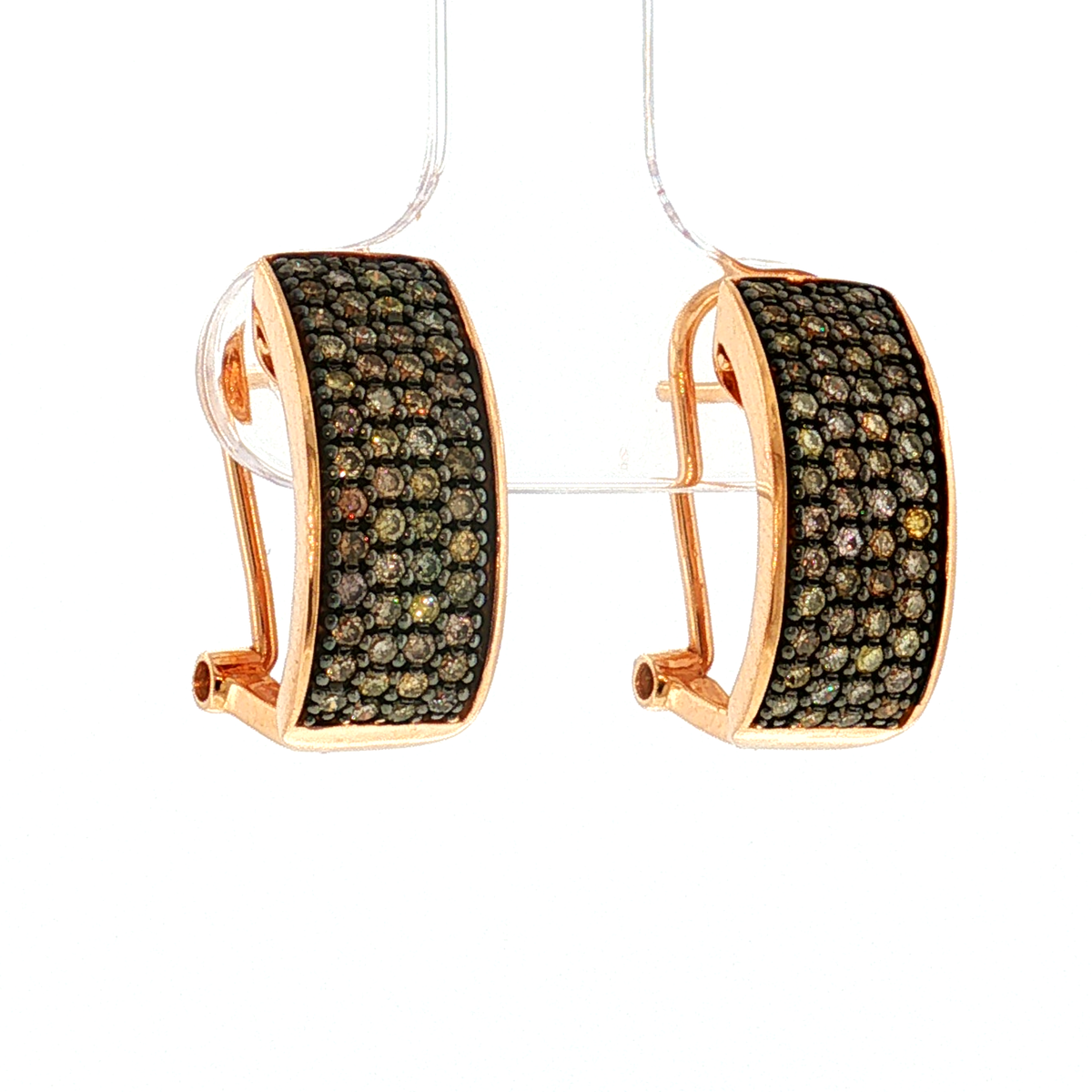 Hoop Earrings in Rose Gold with Brown Fancy Diamonds