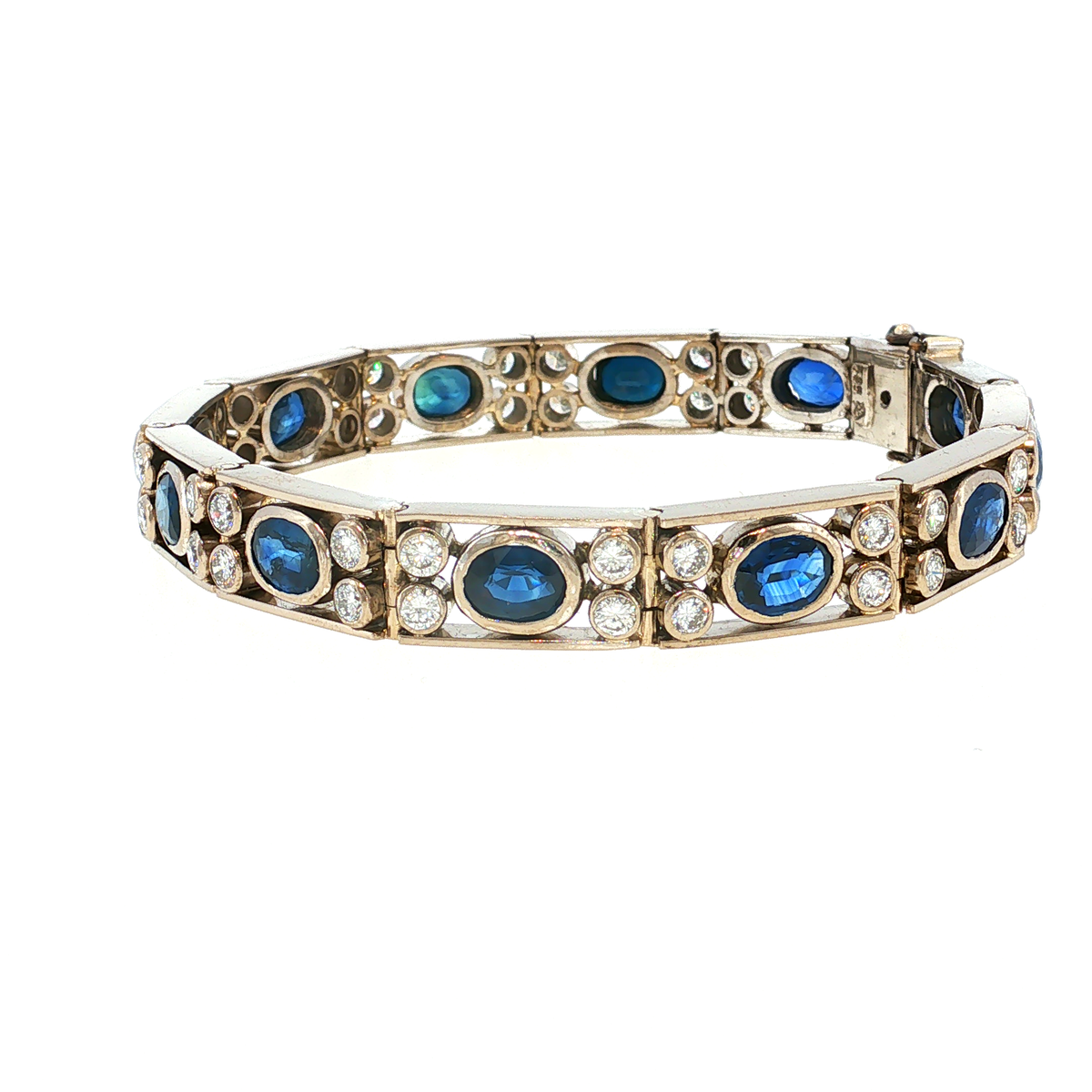 Weißgold Kettenarmband mit Saphiren in Königsblau
