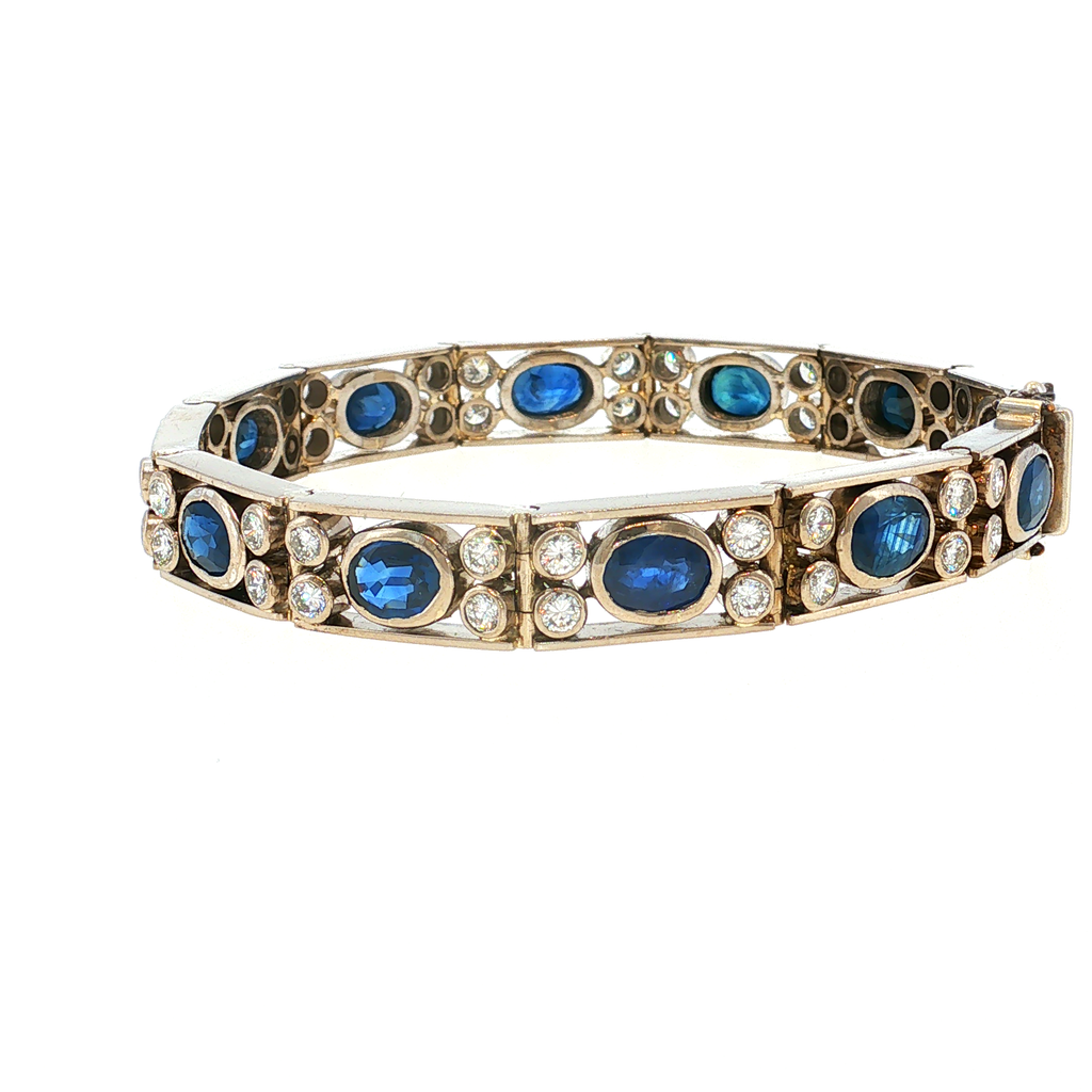 Weißgold Kettenarmband mit Saphiren in Königsblau