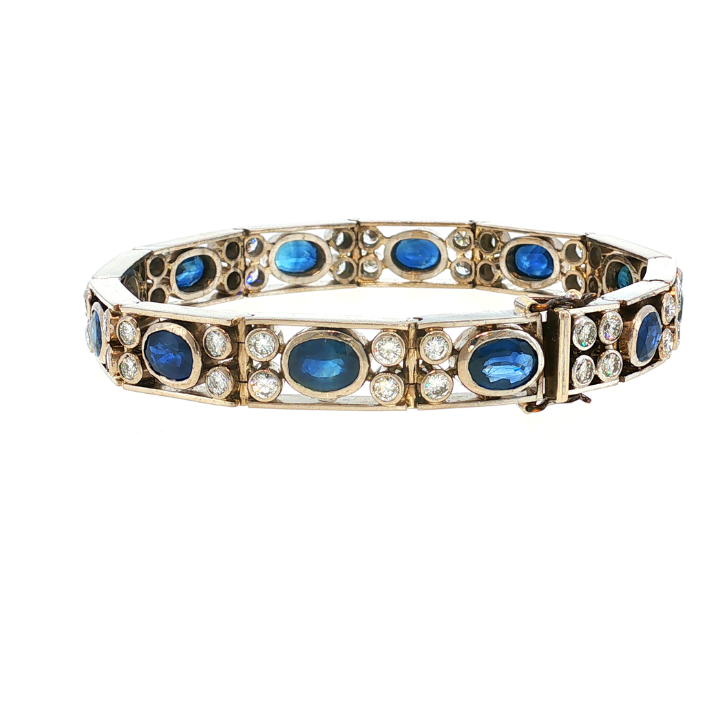 Weißgold Kettenarmband mit Saphiren in Königsblau