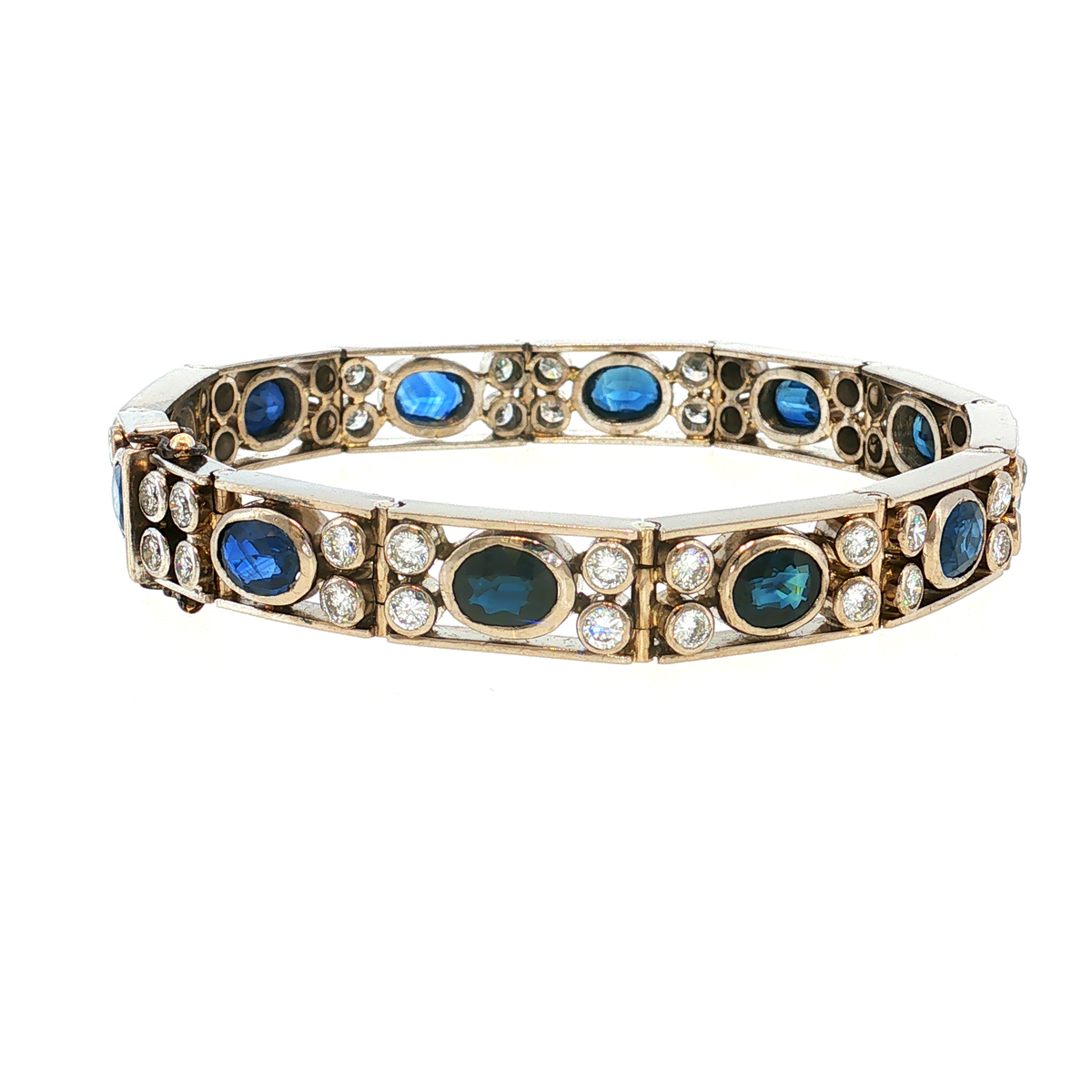Weißgold Kettenarmband mit Saphiren in Königsblau