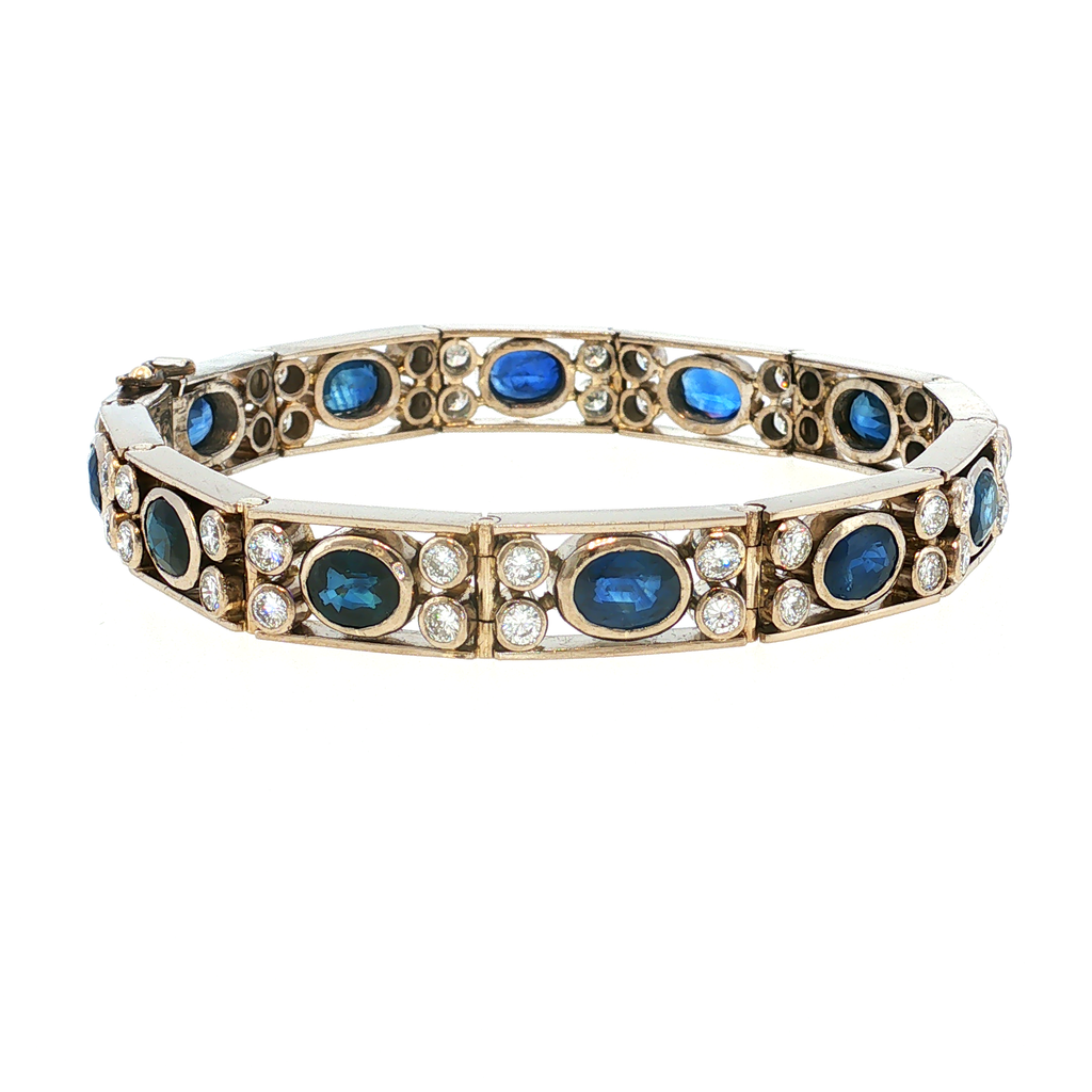 Weißgold Kettenarmband mit Saphiren in Königsblau