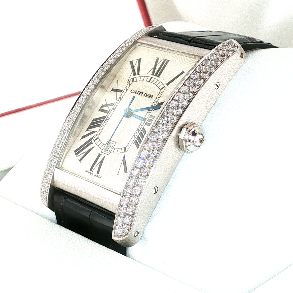 Cartier Tank Américaine White Gold Diamond-Set Wristwatch