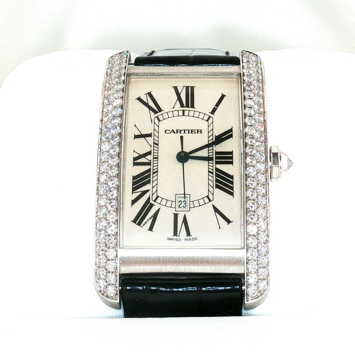 Cartier Tank Américaine White Gold Diamond-Set Wristwatch
