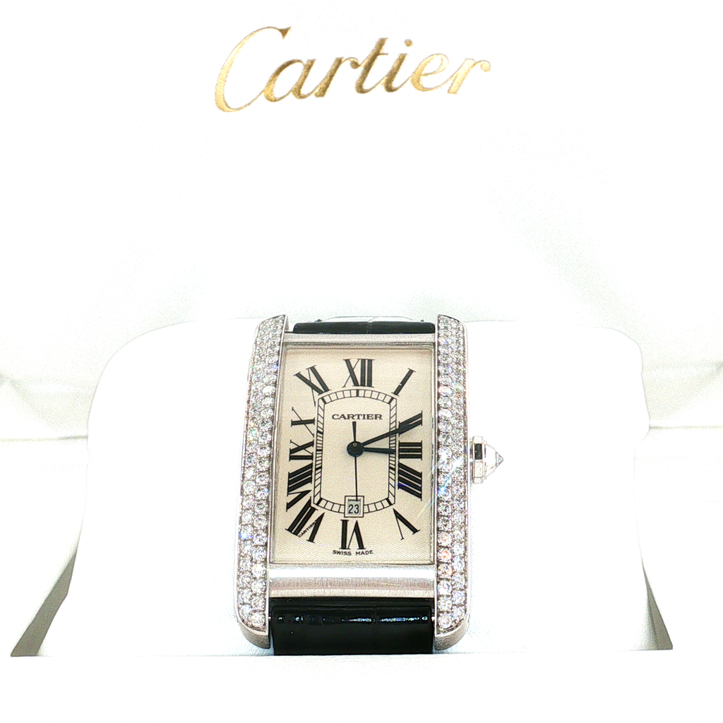 Cartier Tank Américaine White Gold Diamond-Set Wristwatch