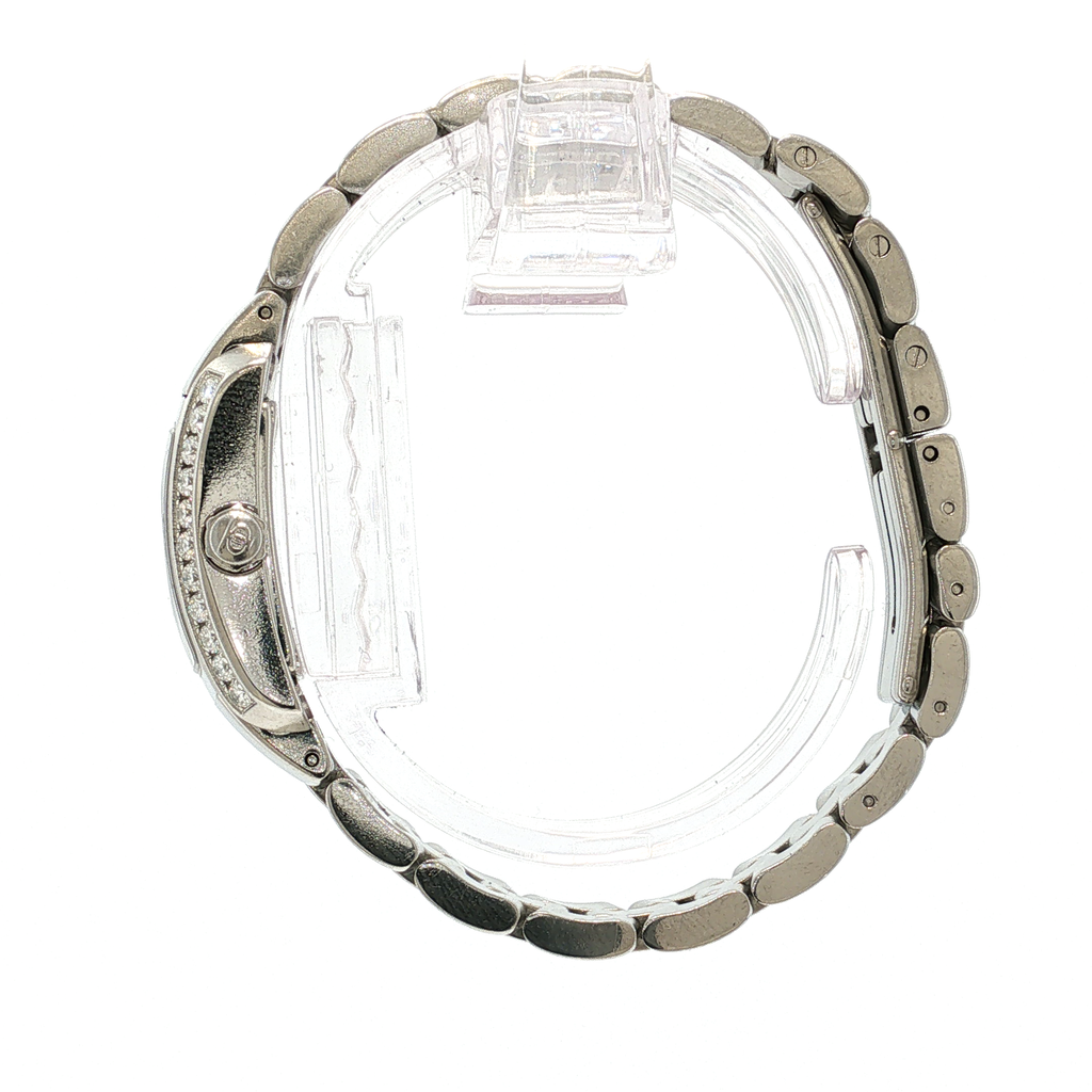 Rectangular Women's Watch in White Gold with Gemstone Setting