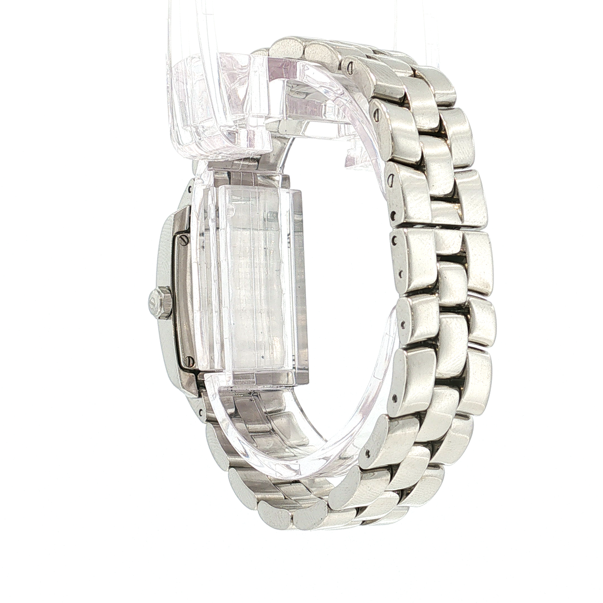 Rectangular Women's Watch in White Gold with Gemstone Setting