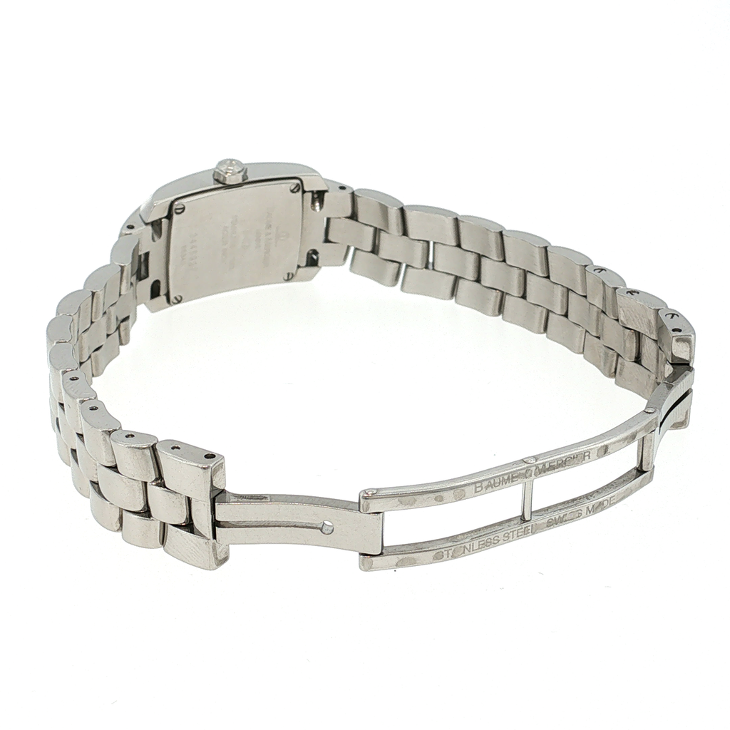 Rectangular Women's Watch in White Gold with Gemstone Setting