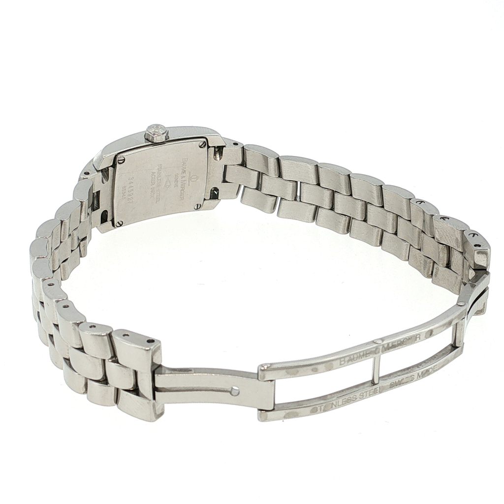 Rectangular Women's Watch in White Gold with Gemstone Setting