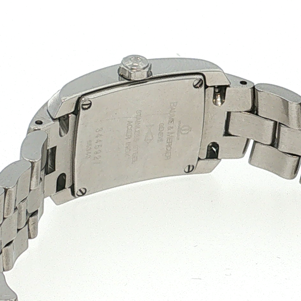 Rectangular Women's Watch in White Gold with Gemstone Setting