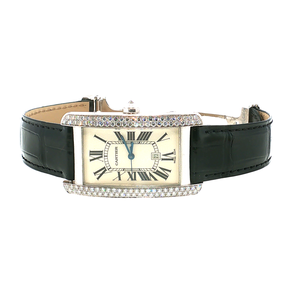 Cartier Tank Américaine White Gold Diamond-Set Wristwatch