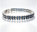 Double-Row Tennis Bracelet with Sapphires and Diamonds in 18kt White Gold