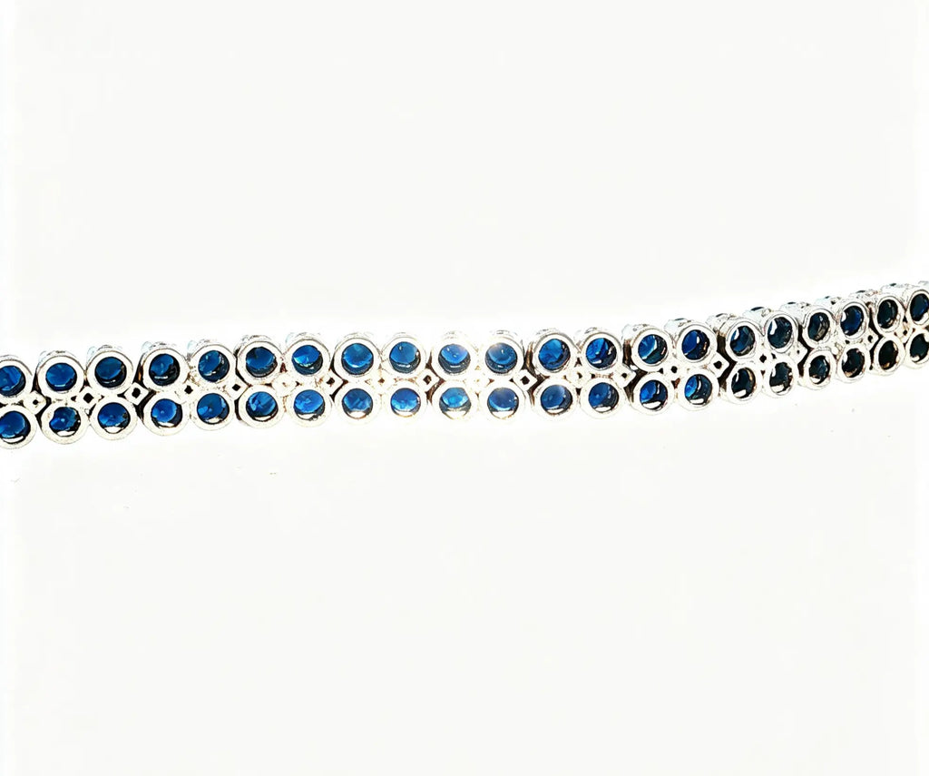Double-Row Tennis Bracelet with Sapphires and Diamonds in 18kt White Gold