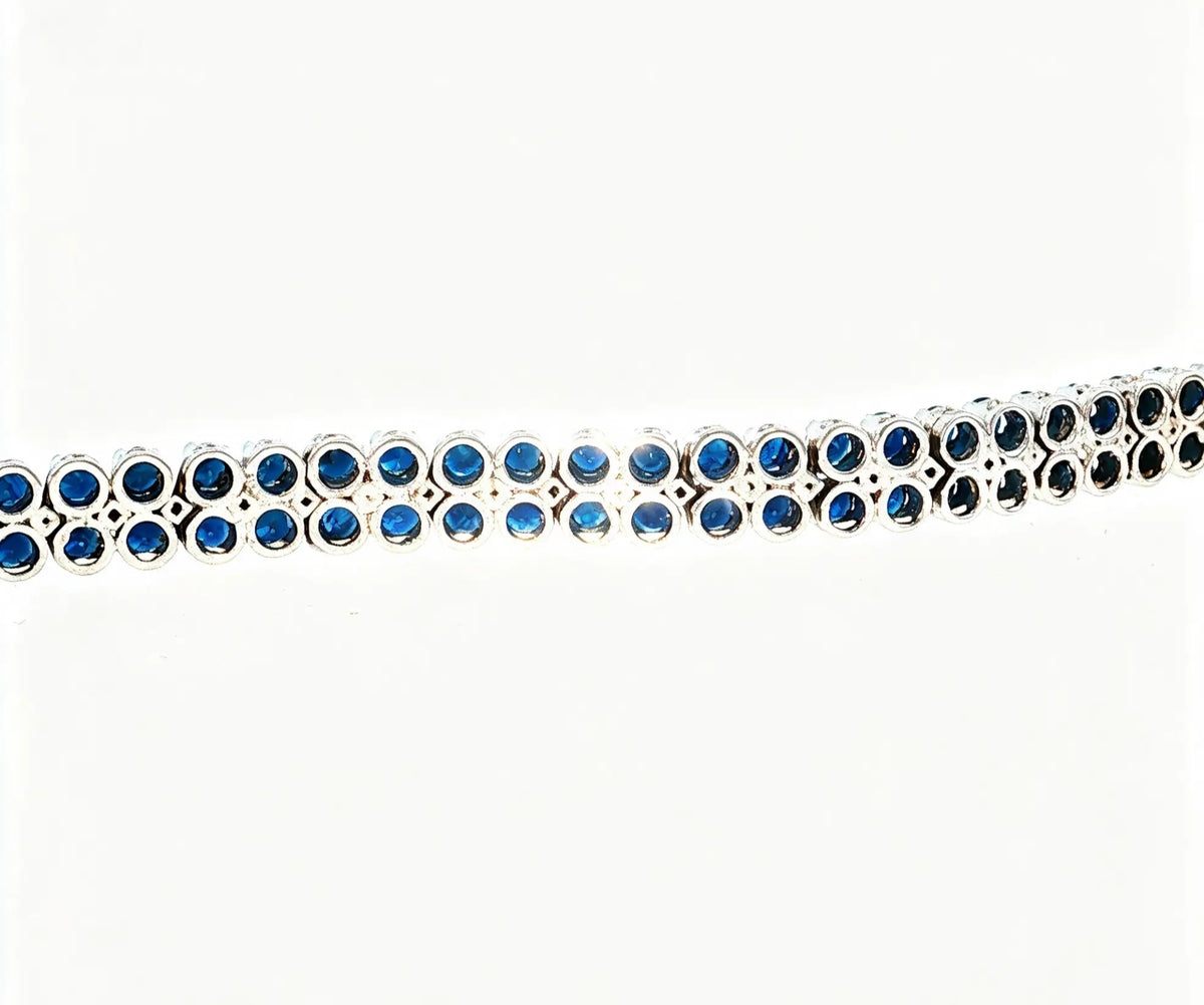 Double-Row Tennis Bracelet with Sapphires and Diamonds in 18kt White Gold