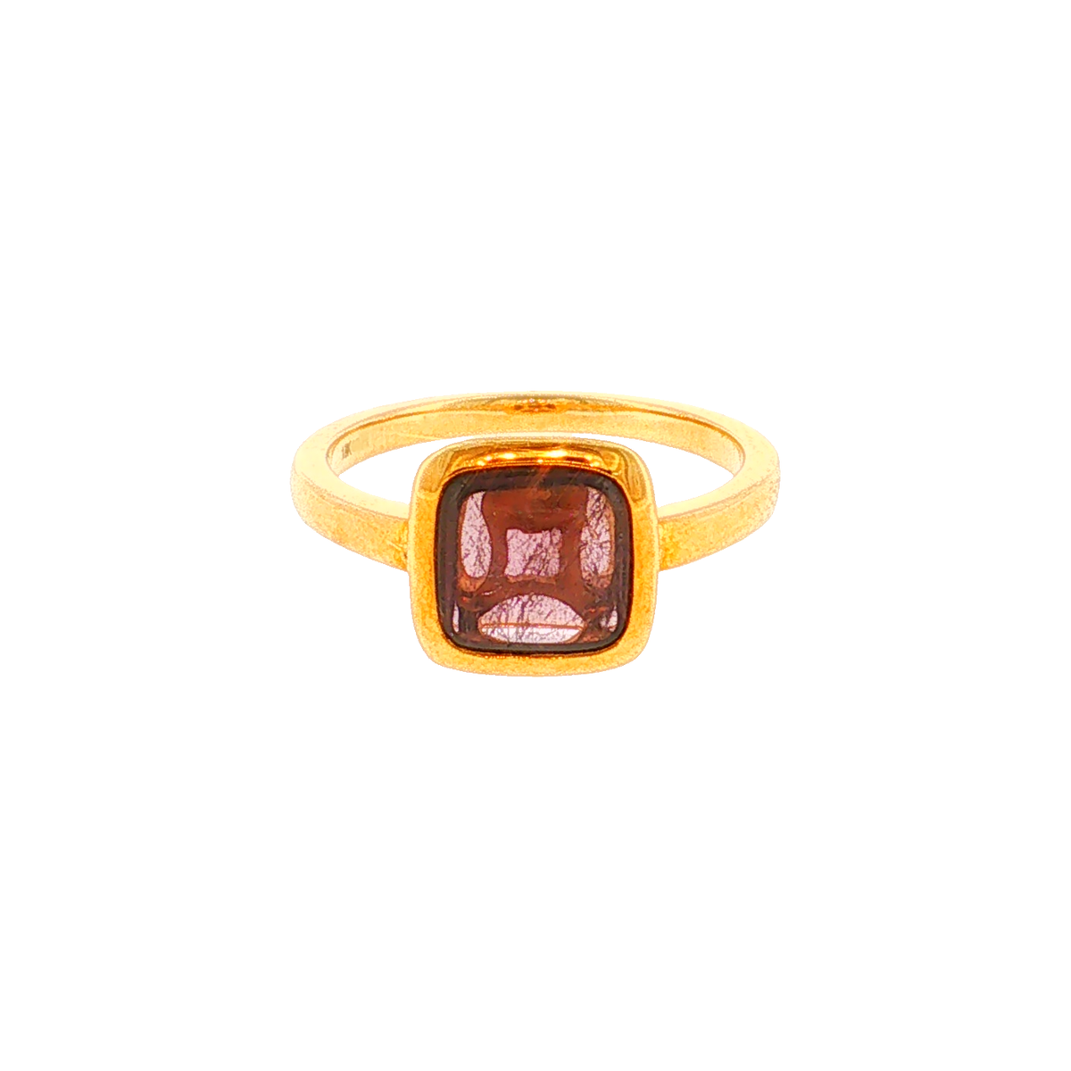 Solitaire Ring in Yellow Gold with Tourmaline in Bezel Setting