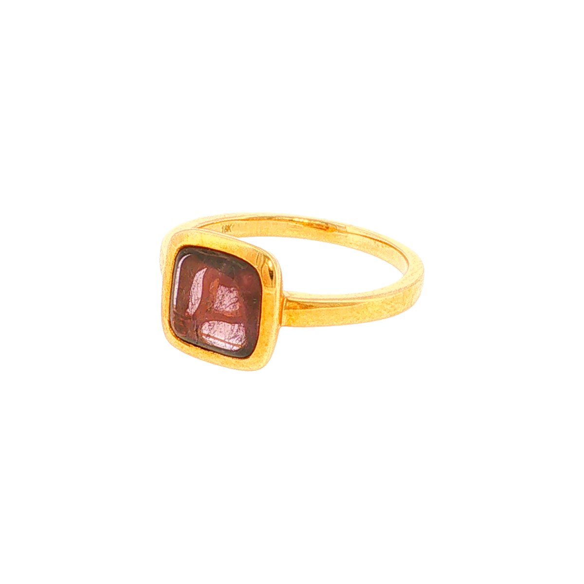 Solitaire Ring in Yellow Gold with Tourmaline in Bezel Setting