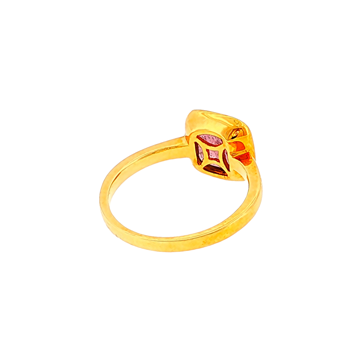 Solitaire Ring in Yellow Gold with Tourmaline in Bezel Setting