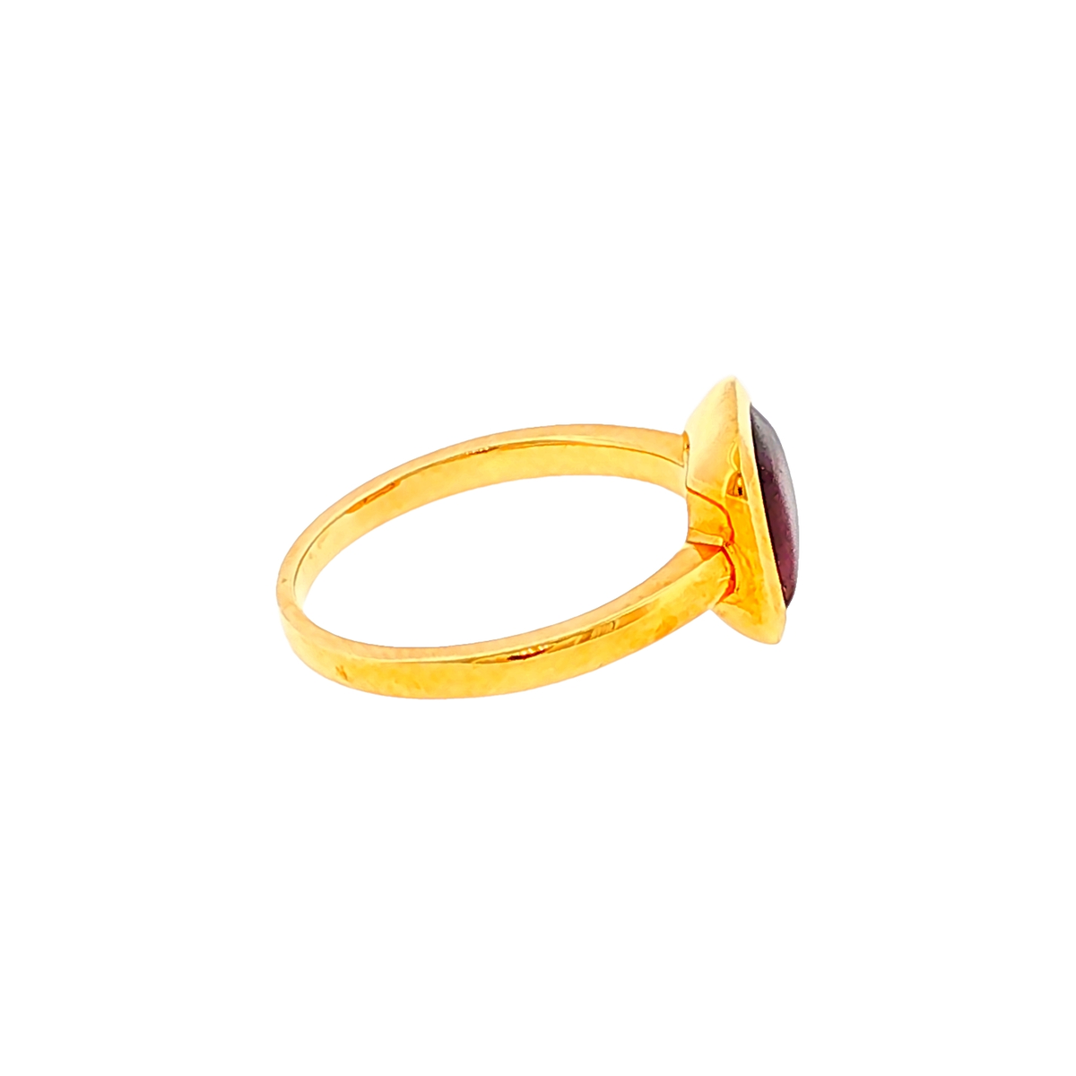 Solitaire Ring in Yellow Gold with Tourmaline in Bezel Setting