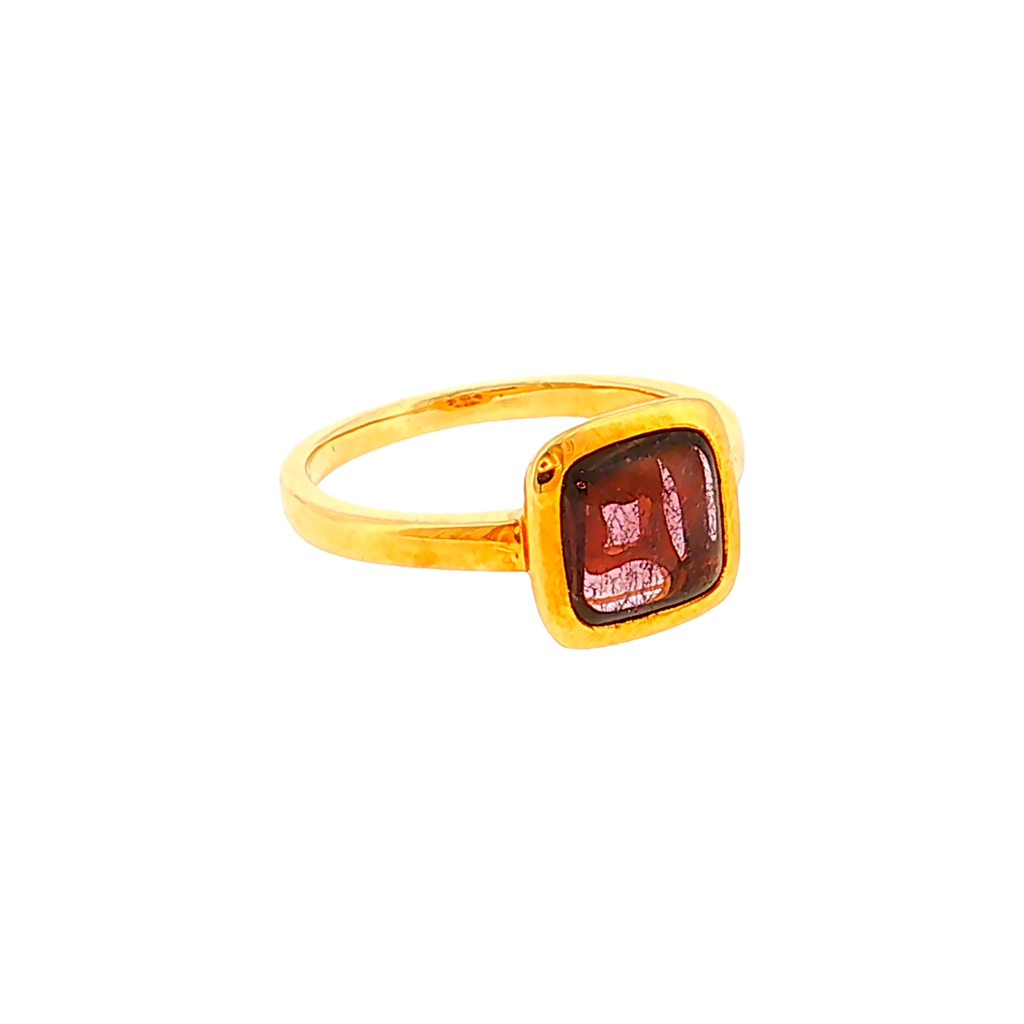 Solitaire Ring in Yellow Gold with Tourmaline in Bezel Setting