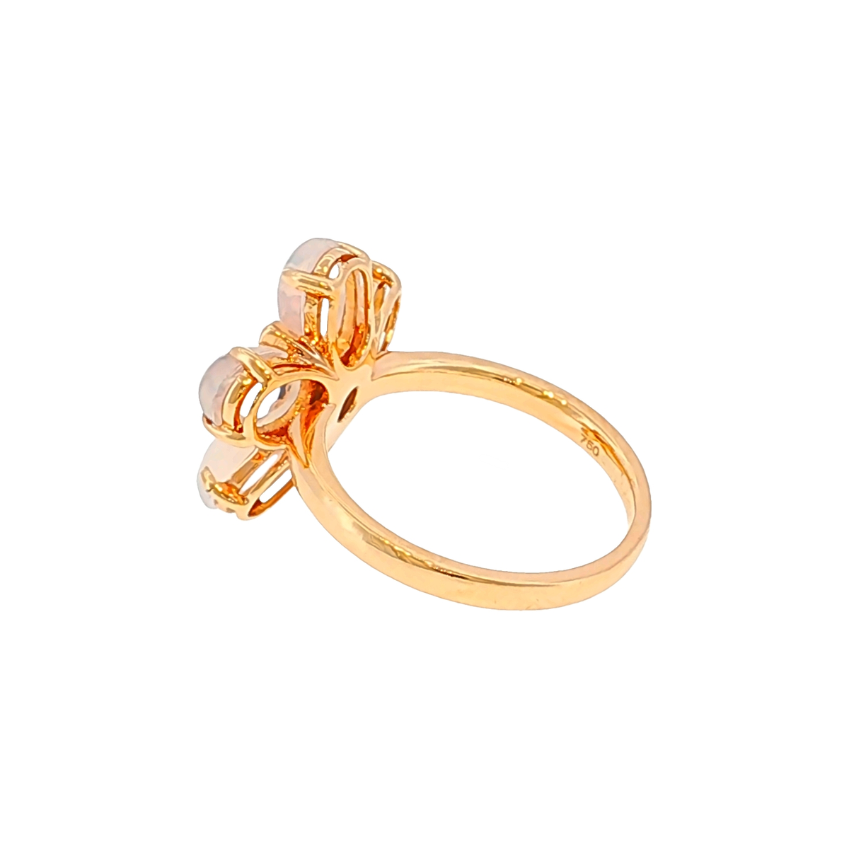 Floral Cocktail Ring with Moonstones and Sapphire in Rose Gold