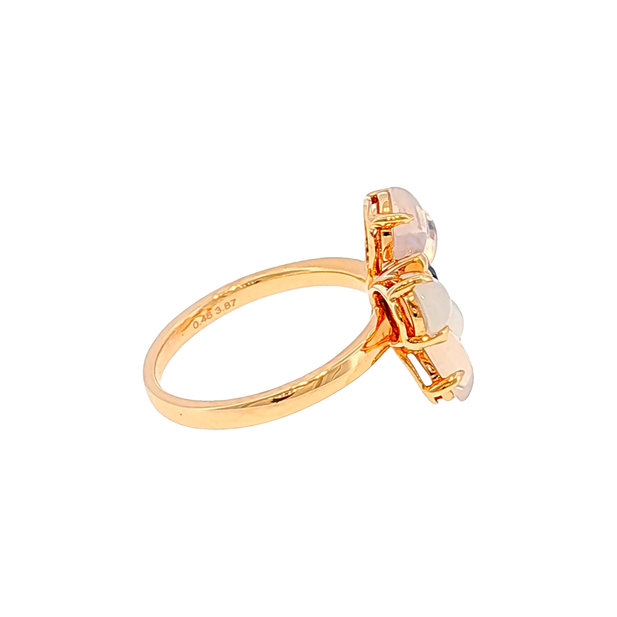 Floral Cocktail Ring with Moonstones and Sapphire in Rose Gold