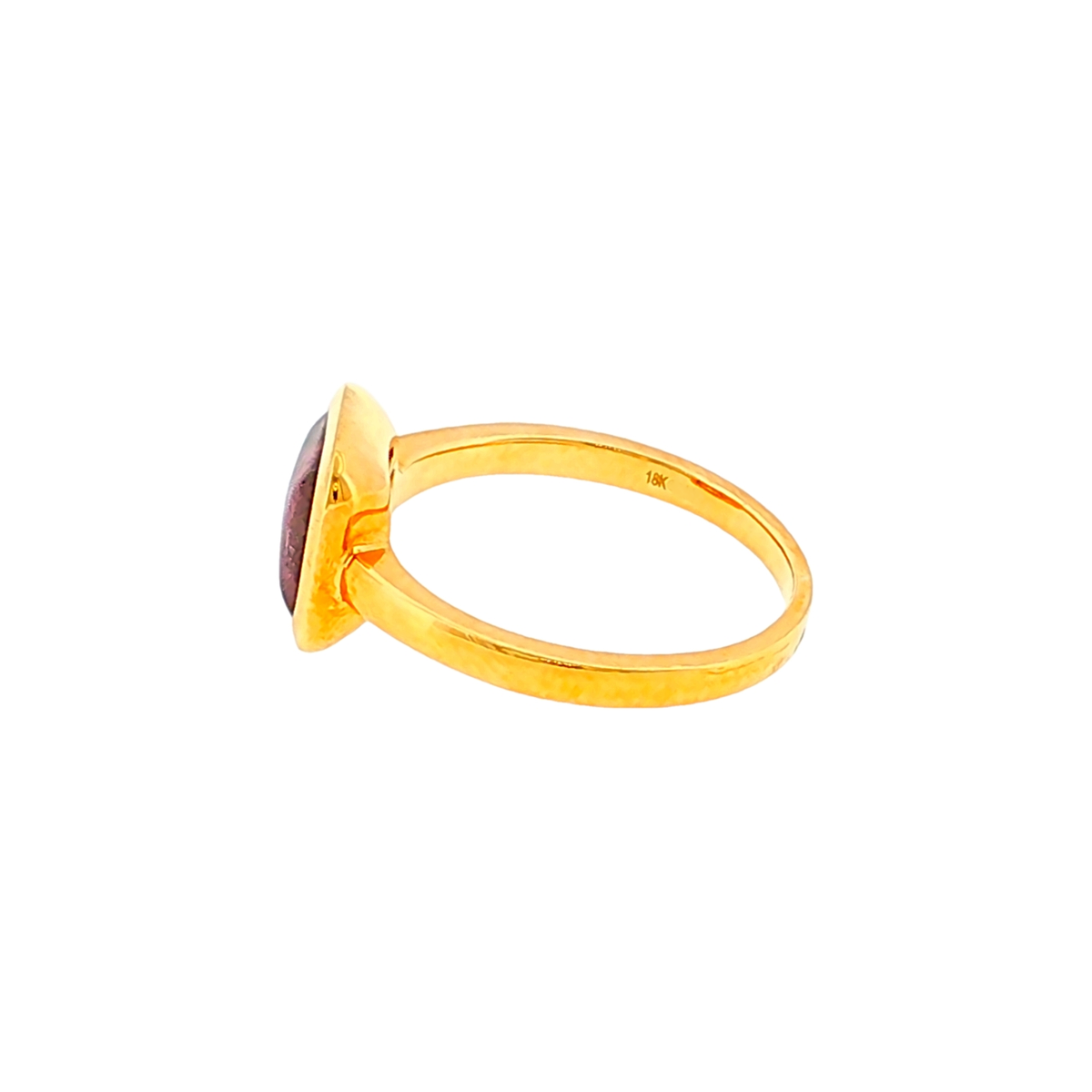 Solitaire Ring in Yellow Gold with Tourmaline in Bezel Setting
