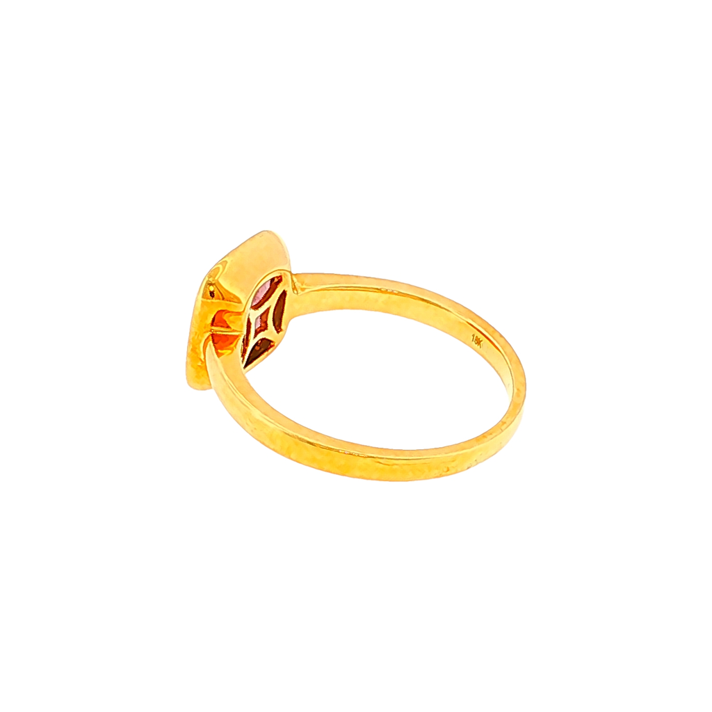 Solitaire Ring in Yellow Gold with Tourmaline in Bezel Setting