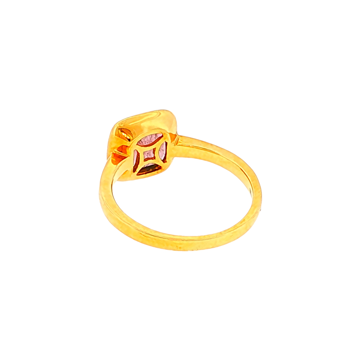 Solitaire Ring in Yellow Gold with Tourmaline in Bezel Setting