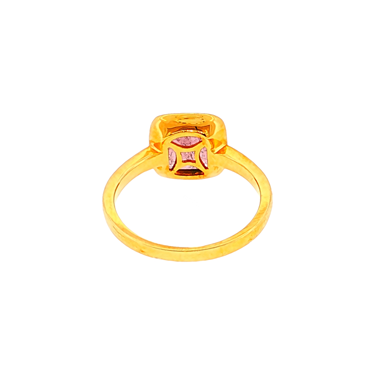 Solitaire Ring in Yellow Gold with Tourmaline in Bezel Setting