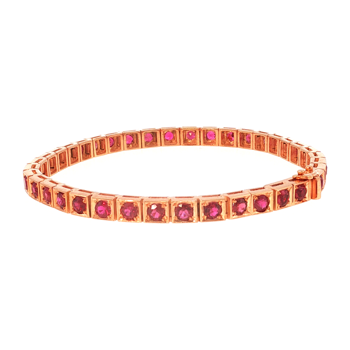 Tennisarmband aus Roségold mit roten Rubinen