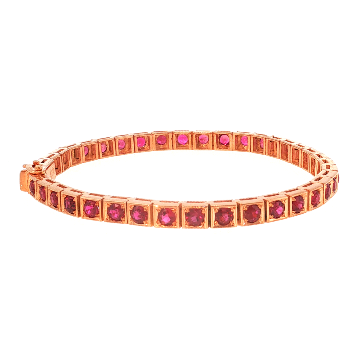 Tennis Bracelet in Rose Gold with Red Rubies
