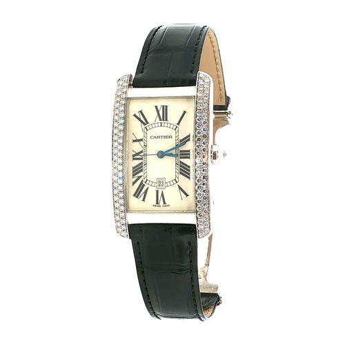 Cartier Tank Américaine White Gold Diamond-Set Wristwatch