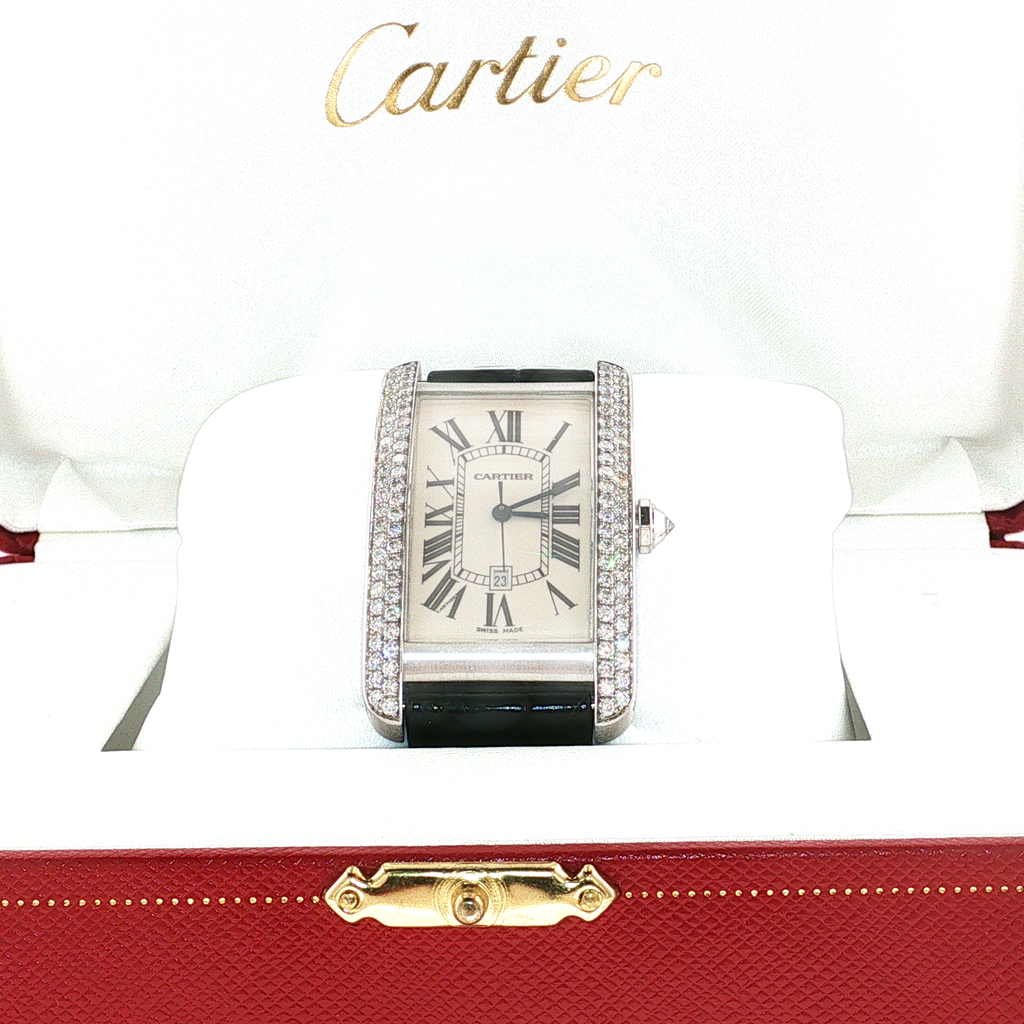 Cartier Tank Américaine White Gold Diamond-Set Wristwatch