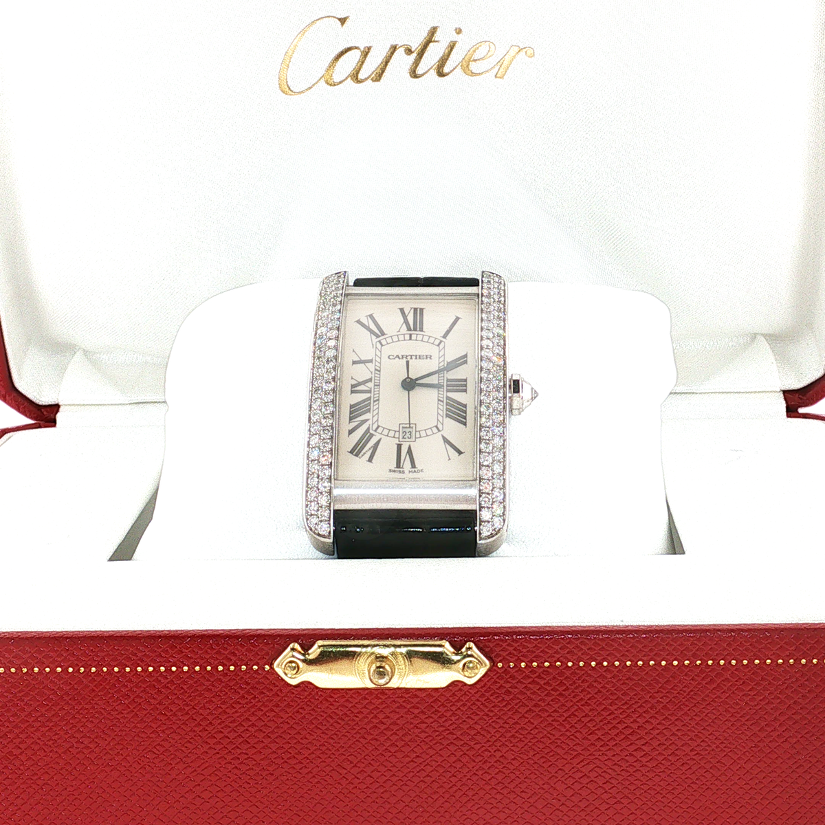 Cartier Tank Américaine White Gold Diamond-Set Wristwatch