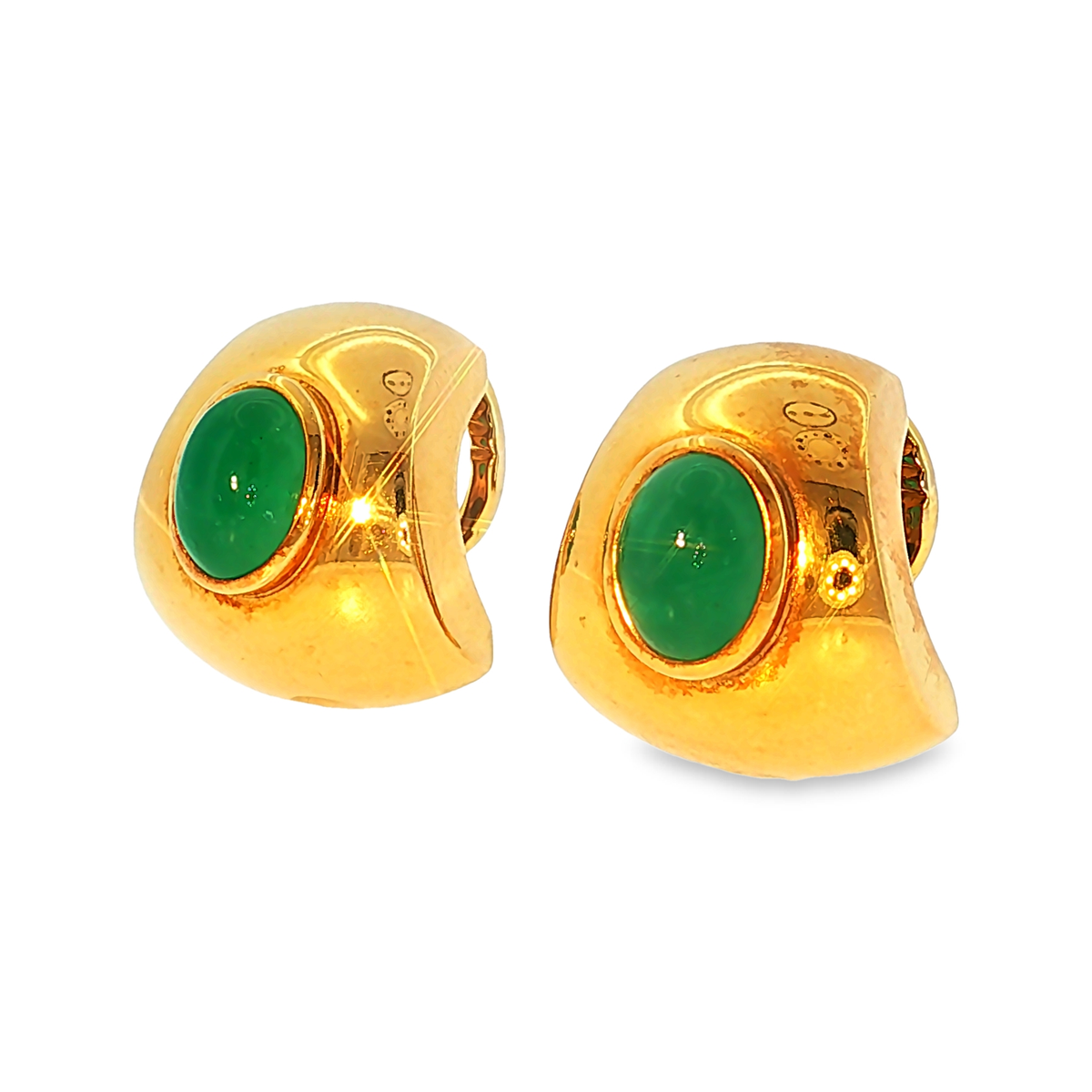 Wempe Ohrclips aus 18kt Gelbgold mit Smaragd-Cabochons