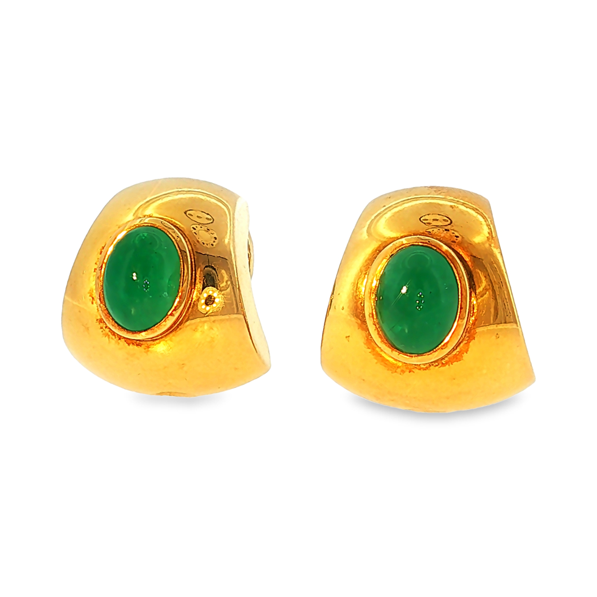 Wempe Ohrclips aus 18kt Gelbgold mit Smaragd-Cabochons