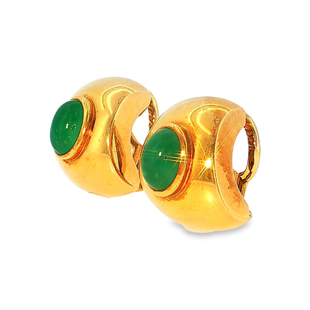 Wempe Ohrclips aus 18kt Gelbgold mit Smaragd-Cabochons
