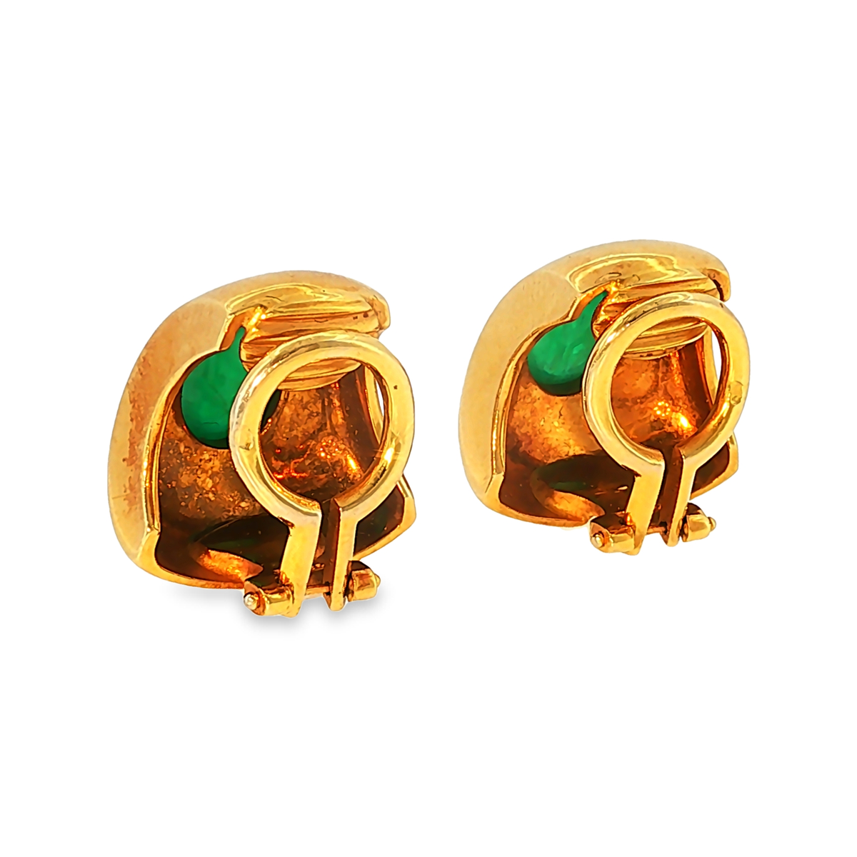 Wempe Ohrclips aus 18kt Gelbgold mit Smaragd-Cabochons