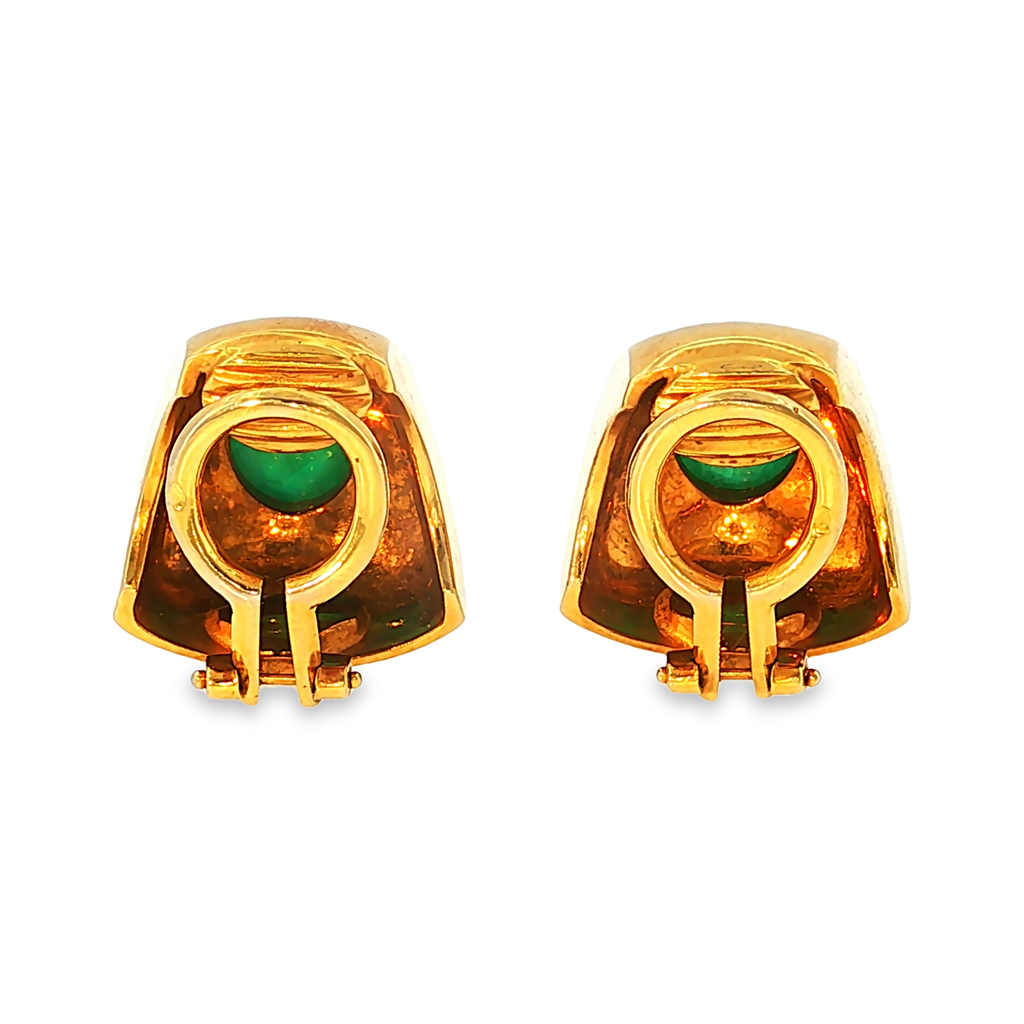 Wempe Ohrclips aus 18kt Gelbgold mit Smaragd-Cabochons