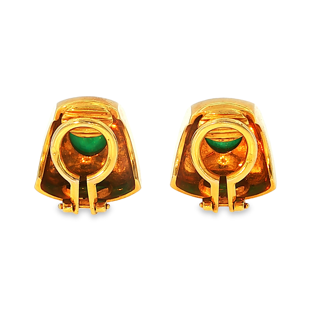 Wempe Ohrclips aus 18kt Gelbgold mit Smaragd-Cabochons