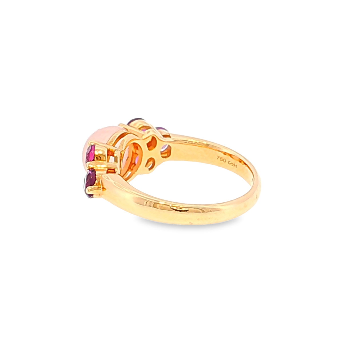 Multi-Stone Ring in Rose Gold with Rose Quartz and Violet Accents