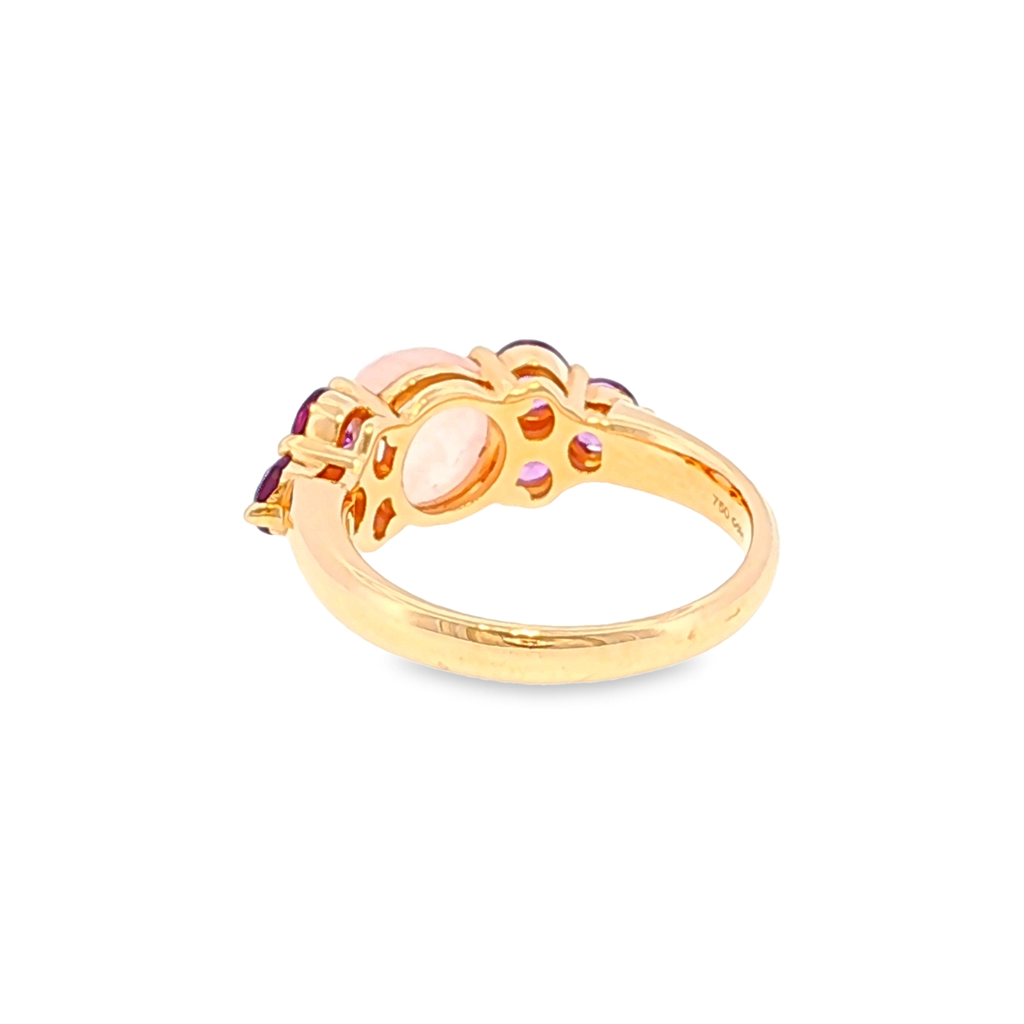 Multi-Stone Ring in Rose Gold with Rose Quartz and Violet Accents