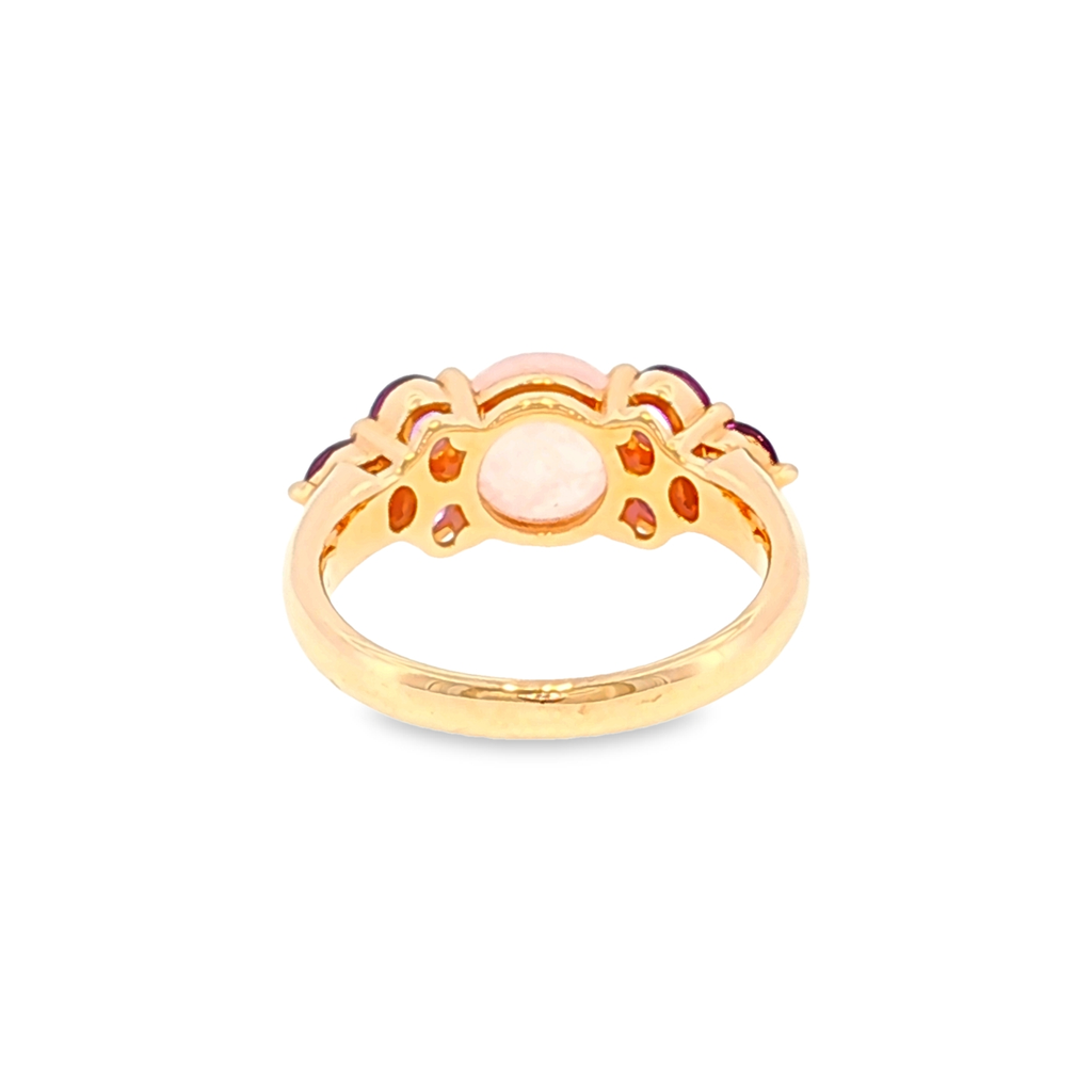 Multi-Stone Ring in Rose Gold with Rose Quartz and Violet Accents