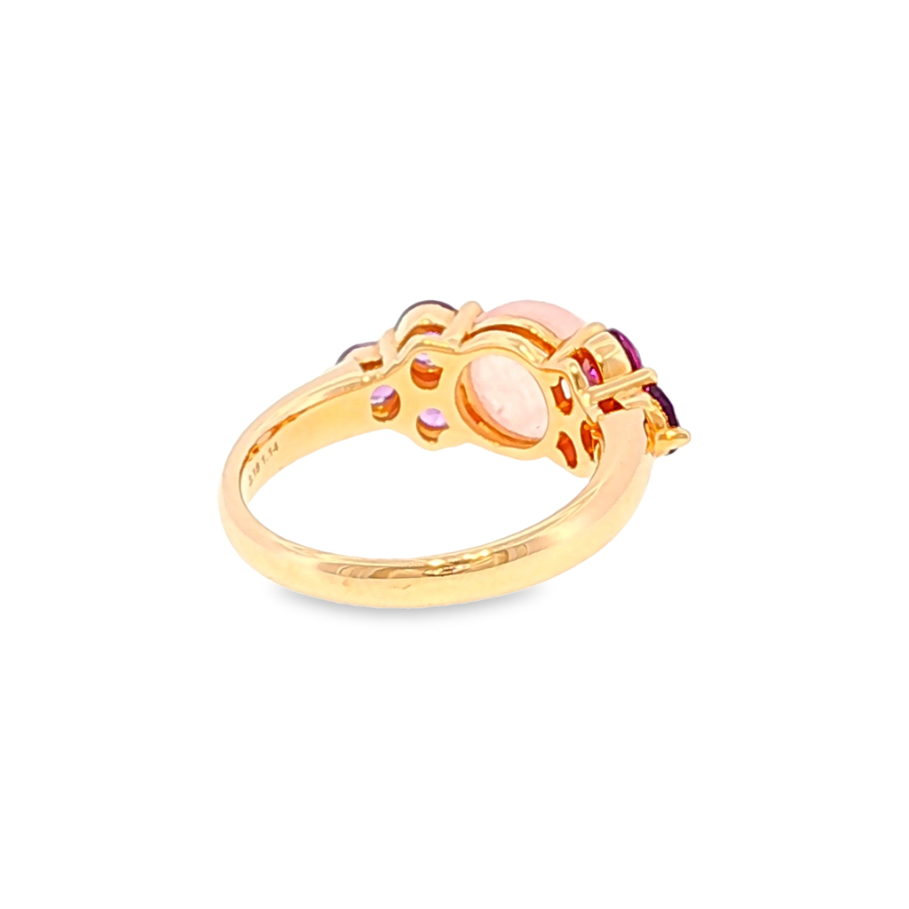 Multi-Stone Ring in Rose Gold with Rose Quartz and Violet Accents
