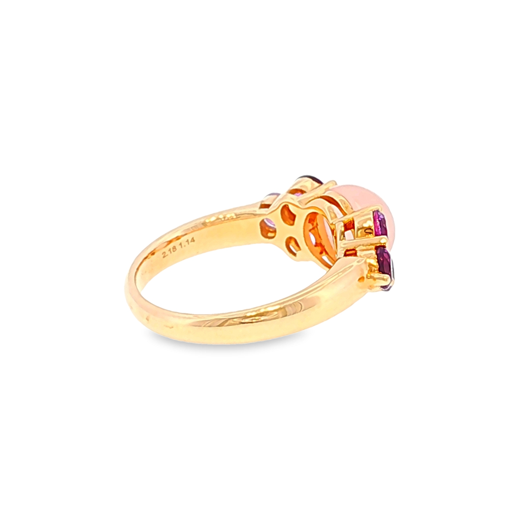 Multi-Stone Ring in Rose Gold with Rose Quartz and Violet Accents