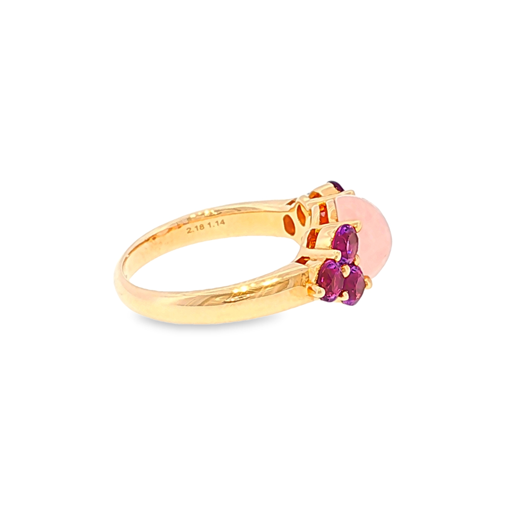 Multi-Stone Ring in Rose Gold with Rose Quartz and Violet Accents