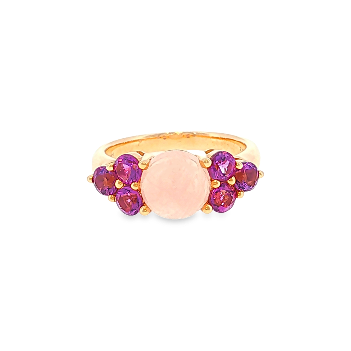 Multi-Stone Ring in Rose Gold with Rose Quartz and Violet Accents